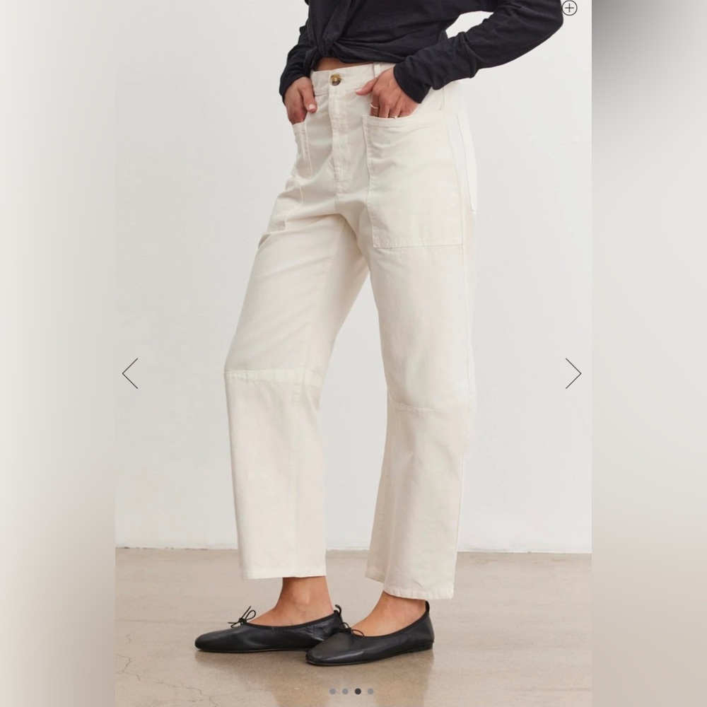 Velvet By Graham & Spencer Brylie Ivory Cotton Twill Pants - Picture 2 of 16